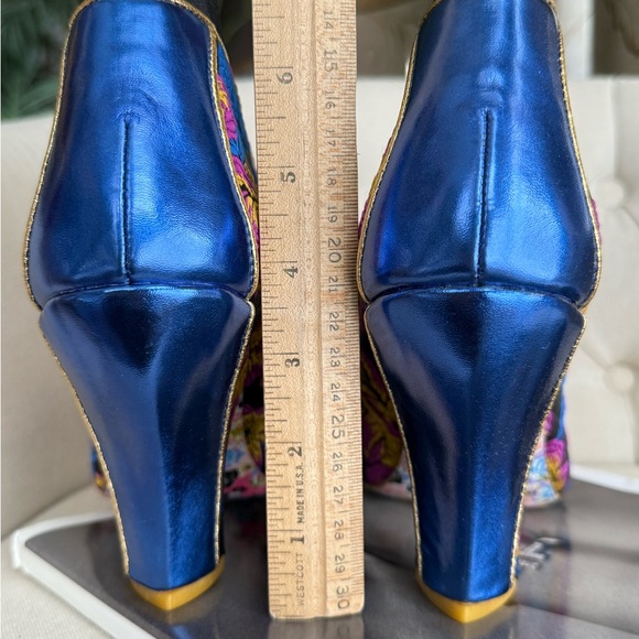 Floral Velvet Shoes unique Victorian heel couture theatrical piece retro style - Picture 9 of 13